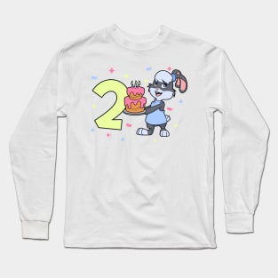 I am 2 with bunny - girl birthday 2 years old Long Sleeve T-Shirt